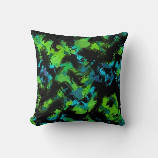 Coussin Abstrait noir et vert (Recto)