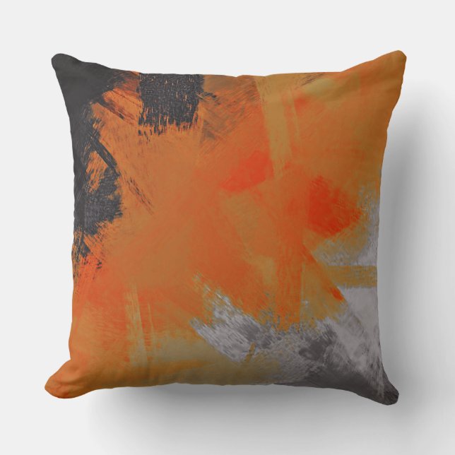 Coussin Abstrait noir gris orange (Recto)