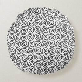 Coussin Abstrait rond noir et blanc