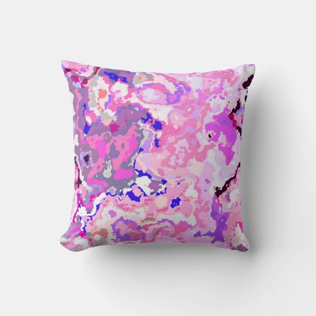 Coussin Abstrait rose, bleu et violet (Recto)