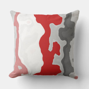 Coussin Abstrait rouge, gris et blanc