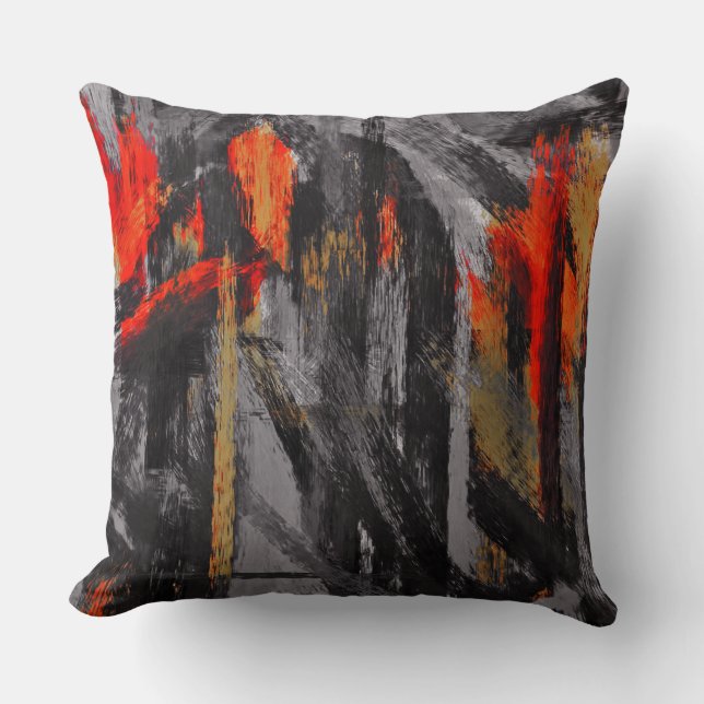 Coussin Abstrait rouge orange gris (Recto)