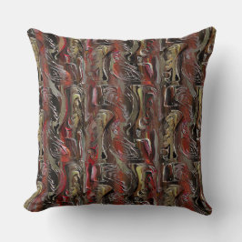 Coussin Abstrait sculpté en acajou et rouge foncé