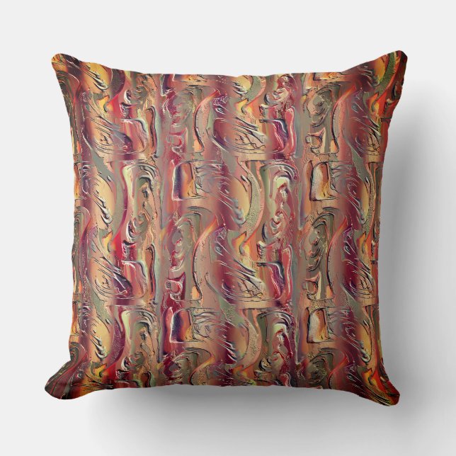 Coussin Abstrait sculpté en dégradé saumon et rouge (Recto)