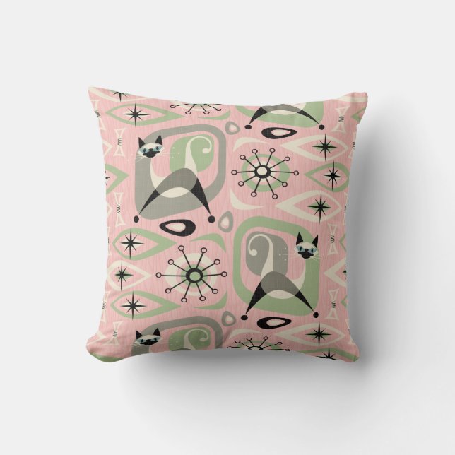 Coussin Abstrait Siamois au milieu du siècle (Recto)