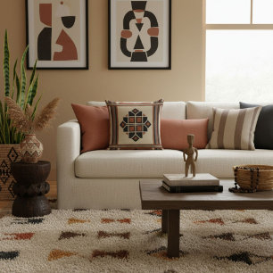 Coussin Abstrait simple élégant lignes rétro modernes