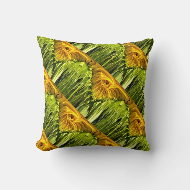 Coussin Abstrait tournesol rétro funky, géométrie effrayée (Recto)