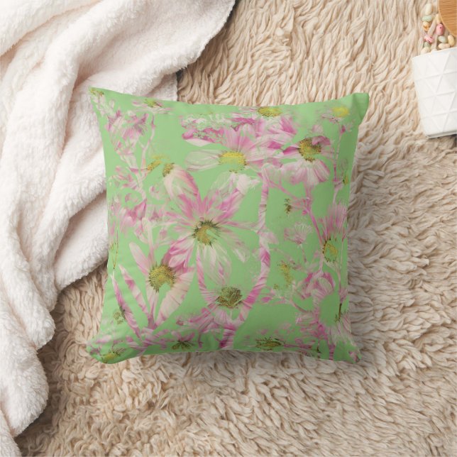 Coussin Abstrait vert et rose (Couverture)