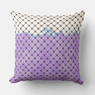 Coussin Abstrait violet, blanc, Motif de bronze