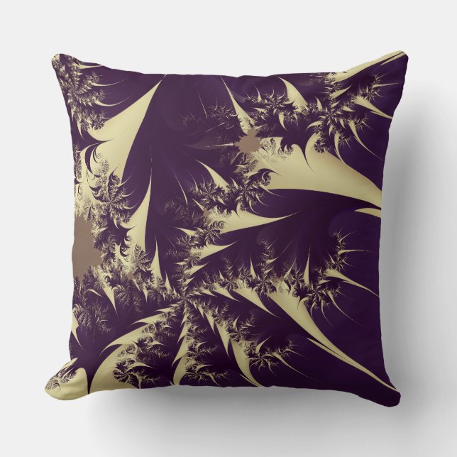 Coussin Abstrait violet et beige fractal (Recto)