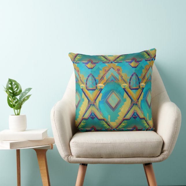 Coussin Abstraite voix turquoise en mosaïque marocaine (Chaise)