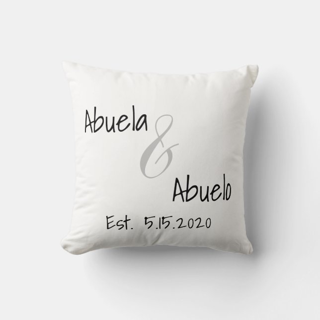 Coussin Abuelo et Abuelo Date d'établissement Lancer l'ore (Recto)