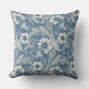 Coussin acanthus cobalt denim