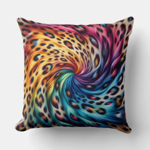 Coussin Accents Féminins Imprimé Léopard Arc-en-Ciel