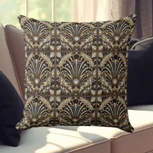 Coussin Accents Rétro pour Maison Art Déco Noir et Or