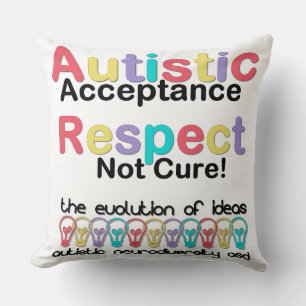 Coussin Acceptation de l'autisme, respect, pas de remède