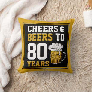 Coussin Acclamations et bières pour les 80 ans