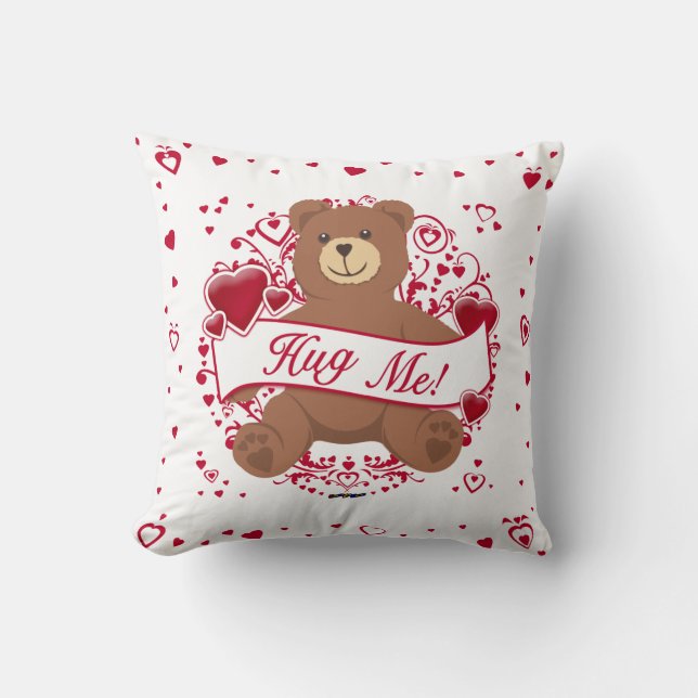 Coussin Accroche-Moi ! Ours en peluche de la Saint-Valenti (Recto)