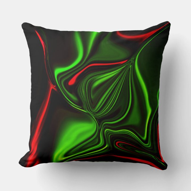 Coussin Accroches courbées vertes et rouges sur fond vert  (Recto)