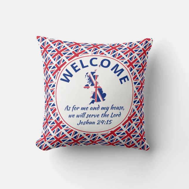 Coussin Accueil chrétien personnalisé UNION JACK (Recto)
