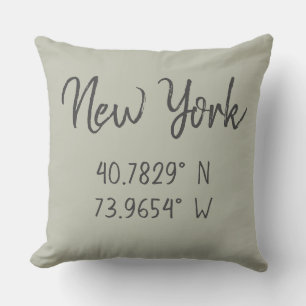 Coussin Accueil Coordonnées GPS Longitude Latitude New Yor