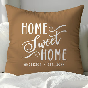 Coussin Accueil doux et personnalisé marron