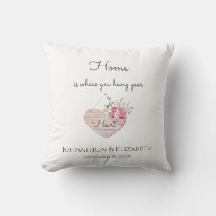 Coussin Accueil est où vous accrochez votre cœur Nom d'ann
