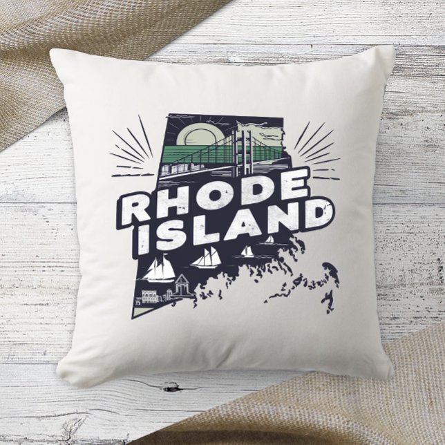 Coussin Accueil État Rétro Couleur Rhode Island (Créateur téléchargé)