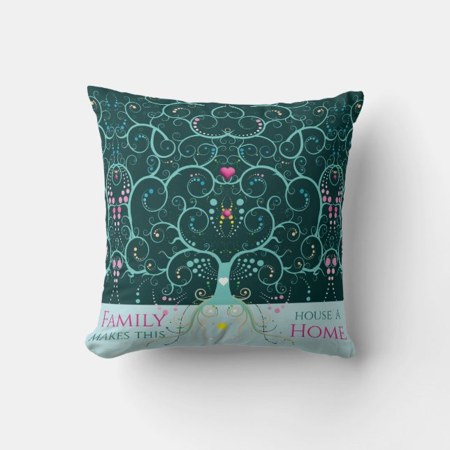 Coussin Accueil Famille Bienvenue Mat Arbre Vie Design Pet (Recto)