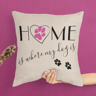 Coussin Accueil où mon chien est Cité jolie Beige élégant
