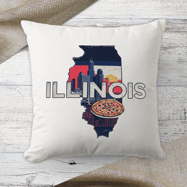 Coussin Accueil State Retro Color Illinois (Créateur téléchargé)