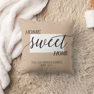 Coussin Accueil Sweet Home KS État Famille Nom de famille