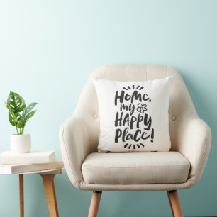 Coussin ACCUEILLE mon Happy Place ! Lettrer la devise - co