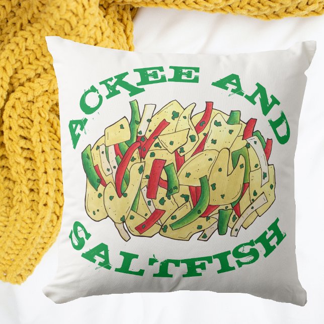 Coussin Ackee and Saltfish Cod Jamaïcain Caraïbes (Ackee and Saltfish Pillow)