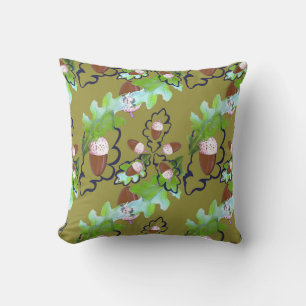 Coussin Acornes et feuilles de chêne.