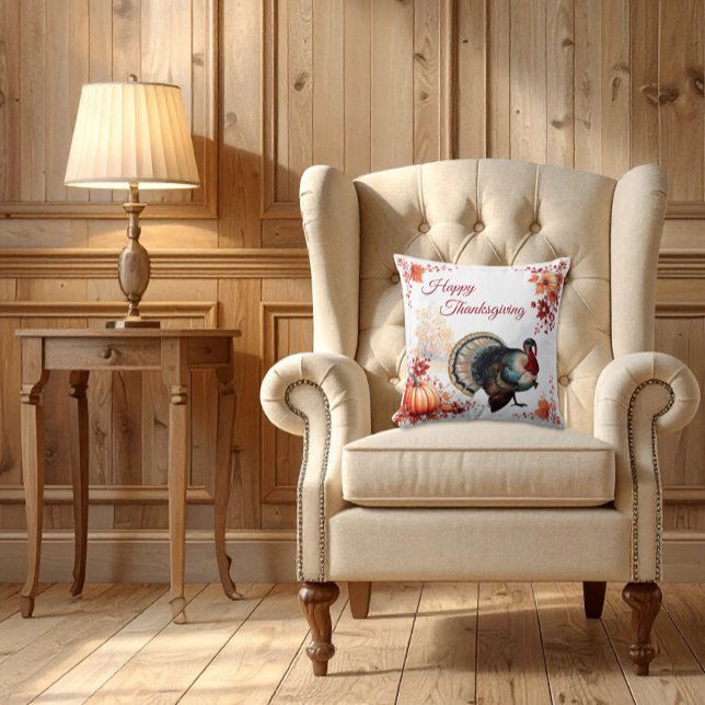 Coussin Action de grâce dinde patriotique (Créateur téléchargé)