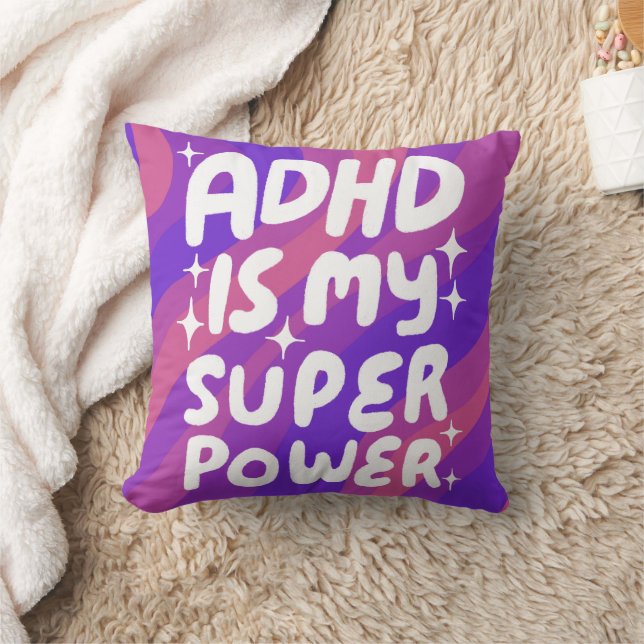 Coussin ADHD est ma super-puissance joyeux bulles amusante (Couverture)