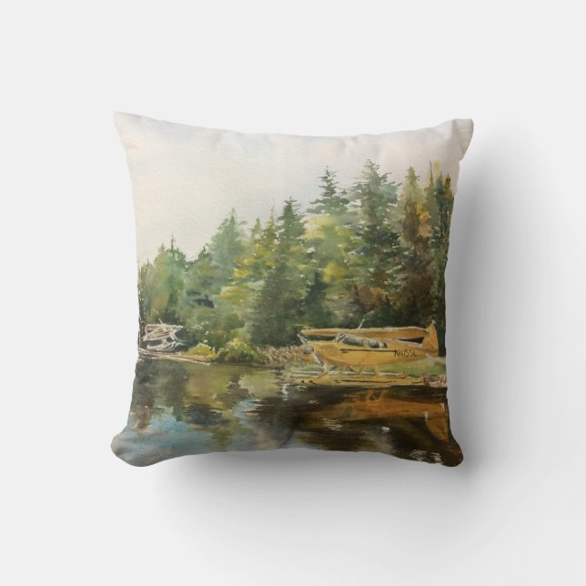 Coussin Adirondacks hydravion Lac Forêt Vert (Recto)