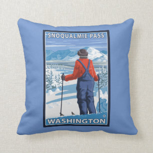 Coussin Admirer de skieur - passage de Snoqualmie,