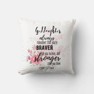 Coussin Adolescent GODDAUGHTER Citation Motivationnelle Fl
