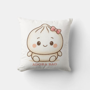 Coussin Adora Bao   Illustration de joli Bao Bun rose