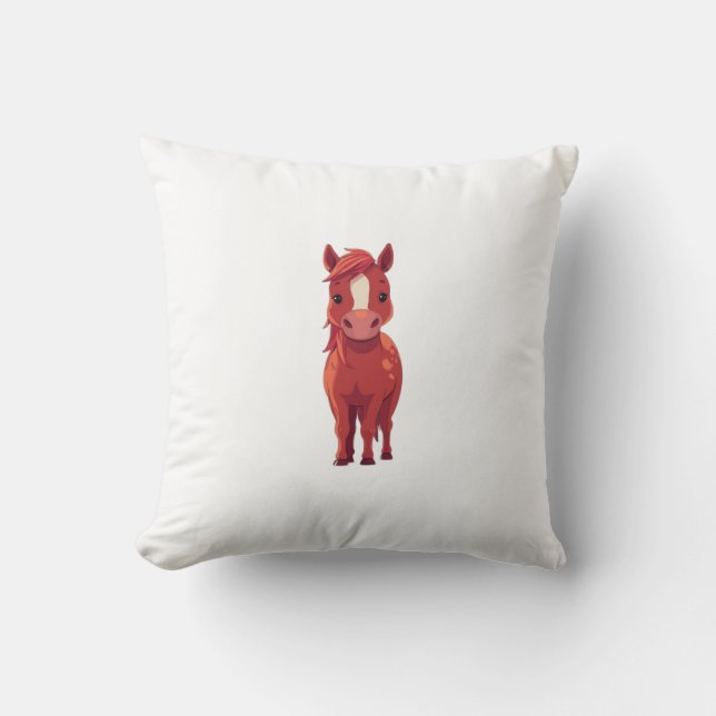 Coussin Adorable cheval châtaigne rouge  (Recto)