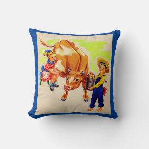 Coussin adorable enfant avec adorable vache
