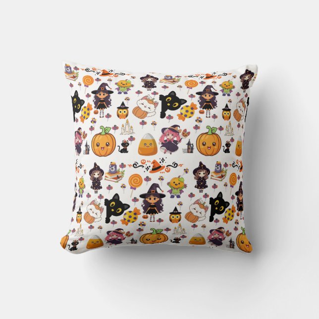 Coussin Adorable Funny Kawaii Motif d'Halloween (Recto)