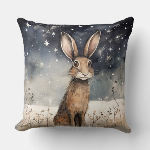 Coussin Adorable Lapin De Neige D'Hiver