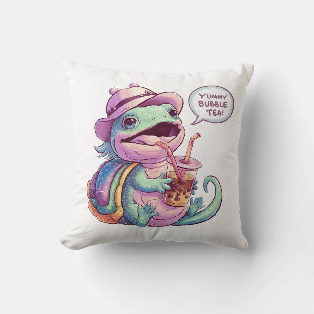 Coussin Adorable Lizard de dessin : Cosy, Kawaii Vibes (Recto)