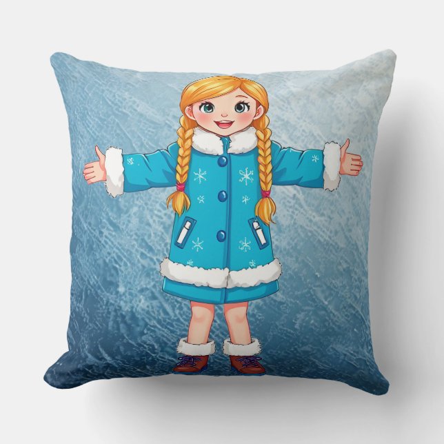 Coussin Adorable Maiden Souriant Neige (Recto)