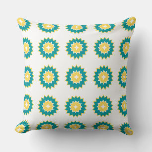 Coussin adorable mignon motif moderne bleu blanc jaune