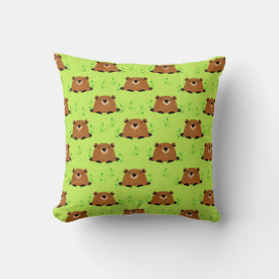 Coussin Adorable Motif de la marmotte de bois