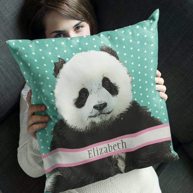 Coussin Adorable Panda Nom de l'ours Enfants Salle Animal (Créateur téléchargé)
